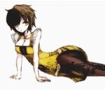  brown_hair dress fatal_frame fatal_frame_4 minazuki_ruka pantyhose short_hair solo vader_(n.r.t.a.) yellow_eyes 