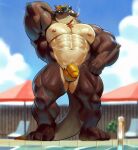 2026 4_toes abs absurd_res anthro armpit_hair balls biceps big_muscles blonde_hair body_hair brown_body brown_fur calf_muscles cigar cigar_in_mouth cloud episode0006 eyebrows eyewear feet flaccid forearm_muscles foreskin fur genitals hair hi_res huge_muscles humanoid_genitalia humanoid_penis larger_male looking_at_viewer male mammal muscular muscular_male mustelid navel nipples object_in_mouth otter pecs penis pink_nipples quads size_difference sky smile solo sunglasses tail toes white_body white_fur yellow_balls yellow_penis