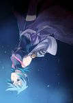  aqua_(kingdom_hearts) bad_id bad_pixiv_id blue_eyes blue_hair detached_sleeves gloves hanabi_(artist) kingdom_hearts kingdom_hearts_birth_by_sleep solo thighhighs upside-down 