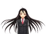  bad_id bad_pixiv_id black_hair blazer blight_essence copyright_request jacket long_hair necktie red_eyes simple_background solo 