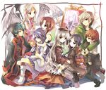  5girls bad_id bad_pixiv_id everyone fruit_punch hug mirror multiple_boys multiple_girls one_eye_closed original sitting smile wings 