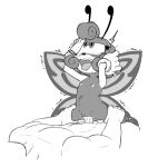 4chan_anon abdominal_bulge antennae_(anatomy) anthro arthropod breasts butterfly clothing deep_penetration dominant dominant_female duo fan_character female flat_chested forced_penetration gloves gripping_leg handwear human insect lepidopteran male mammal monochrome orgasm penetration pinned sapphire_the_butterfly shaking_orgasm size_difference sketch small_breasts small_nipples too_big wings