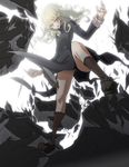  blonde_hair copyright_request dress from_below legs long_hair rock socks solo tanupo upskirt 