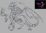  2026 3_toes 4_fingers 6_horns accessory activision aged_up arm_markings concentrated cynder dewclaw digital_drawing_(artwork) digital_media_(artwork) digitigrade dragon empty_eyes english_description english_text european_mythology feet female female_feral feral fingers full-length_portrait furgonomics grey_background greyscale grimshawarts hatching_(art) hi_res horn horn_sheath jagged_mouth jewelry long_neck long_tail markings membrane_(anatomy) membranous_wings misspelling monochrome mouth_closed multi_horn mythological_creature mythological_scalie mythology portrait pronounced_browridge quadruped reference_image ring scales scalie shaded shoulder_markings simple_background sketch slim_feral snout solo spyro_the_dragon standing tail tail_accessory tail_jewelry tail_ring text toes translated ventral_scales western_dragon wings 