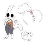  2026 :3 animal_ears anus belt big_breasts big_ears black_belt black_choker black_eyeshadow black_jewelry black_necklace breasts brown_clothing brown_shirt brown_topwear cat_tail cheek_tuft chest_tuft choker close-up clothing eyeshadow facial_tuft felid feline female fur genitals grey_clothing grey_leggings grey_legwear inner_labia jewelry leggings legwear makeup mammal mole_on_butt necklace nipples pawpads paws pink_anus pink_inner_labia pink_nipples pink_pawpads pink_vulva pubic_fuzz shirt simple_background snazzle_snapp solo tail topwear tuft vulva white_background white_body white_ears white_fur white_tail white_vulva 