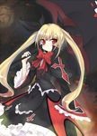  bad_id bad_pixiv_id black_umbrella blazblue blonde_hair bow huna long_hair nago rachel_alucard red_bow red_eyes ribbon solo umbrella 