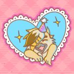 absurd_res anthro avian bird clothing eyes_closed hat headgear headwear heart_symbol hi_res male manguito_(artist) open_mouth owl party_hat portrait rye_owl_(character) smile solo sparkles
