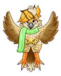 4:5 absurd_res alpha_channel anthro avian avian_feet bird christmas christmas_decorations christmas_ornament feathered_tail feathered_wings feathers hi_res holidays male ornament owl rye_owl_(character) scarf solo star tail wings zatkoi