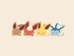  ._. artist_name blush_stickers commentary_request eevee flareon highres jolteon lying no_humans on_stomach pokemon pokemon_(creature) pokemon_focus rizu_(rizunm) simple_background vaporeon white_background 