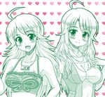  casual dual_persona hoshii_miki idolmaster idolmaster_(classic) idolmaster_2 long_hair monochrome multiple_girls rikumoto_yoshiyuki 