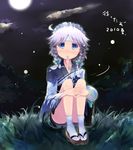  bad_id bad_pixiv_id blue_eyes braid izayoi_sakuya japanese_clothes shin_(new) short_hair silver_hair solo tabi touhou twin_braids 