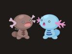  artist_name black_background commentary_request looking_at_another no_humans open_mouth paldean_wooper pixel_art pokemon pokemon_(creature) pokemon_focus rizu_(rizunm) simple_background surprised wooper 