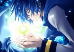  blue_eyes blue_hair blue_scarf closed_eyes headset kaito male_focus open_mouth scarf solo suito_moco vocaloid 