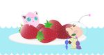  brown_hair chion_(yukina) food fruit gen_1_pokemon gloves helmet jigglypuff no_humans olimar pikmin_(creature) pikmin_(series) pointy_ears pokemon pokemon_(creature) smile strawberry super_smash_bros. 