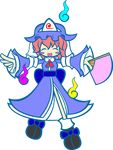  blush_stickers chibi fan flat_color full_body hat highres md5_mismatch parody puyopuyo puyopuyo_fever saigyouji_yuyuko smile solo style_parody touhou transparent_background y&amp;k 