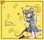  1girl animal_ears daitai_konna_kanji grey_hair heart jewelry mouse_ears mouse_tail nazrin pendant red_eyes short_hair solo tail touhou 