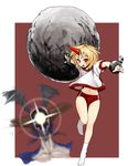  alternate_costume blonde_hair bowling buruma final_fantasy final_fantasy_viii gym_uniform highres horn hoshiguma_yuugi pine red_eyes rock short_hair socks the_iron_of_yin_and_yang touhou ultimecia younger 