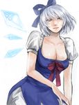 bad_id bad_pixiv_id blue_eyes blue_hair bow breasts cirno cleavage large_breasts mishima_ssuru older short_hair solo touhou wings 
