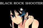  black_hair black_rock_shooter black_rock_shooter_(character) blending blue_eyes burning_eye chan_co earrings jewelry portrait simple_background solo star 