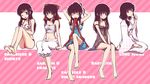  alternate_costume alternate_hairstyle armpits babydoll bad_id bad_pixiv_id bare_shoulders barefoot between_thighs black_hair bloomers blush bow bra brown_eyes camisole contemporary english feet hair_ornament hair_tie hairclip hakurei_reimu japanese_clothes juban legs legs_up lingerie meg_maru2 mouth_hold off_shoulder one_eye_closed pigeon-toed ribbon sarashi see-through seiza sitting strap_slip touhou underwear underwear_only v_arms 