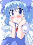  blue_eyes blue_hair blush bow cirno crying crying_with_eyes_open geetsu hair_bow ribbon short_hair snot solo tears touhou wings 