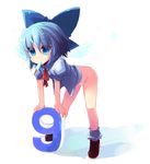  bent_over cirno food no_pants panties popsicle shin_(new) solo touhou underwear 