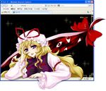  asm blonde_hair bow eyeball eyes fake_screenshot fourth_wall gap hat internet_explorer lipstick long_hair makeup purple_eyes solo through_screen touhou yakumo_yukari 