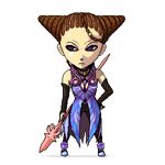  brown_hair chibi dark_skin folkssoul livane lowres polearm spear weapon 