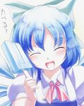  cirno closed_eyes food highres popsicle smile solo tdk touhou 