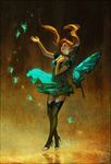  butterfly_wings choker copyright_request dress fairy high_heels jana_schirmer long_hair red_hair shoes solo thighhighs twintails water wings 