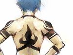  back back_tattoo blue_hair kamina male_focus moyashi_(narukami) shirtless solo tattoo tengen_toppa_gurren_lagann 