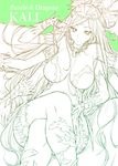  breasts cleavage crossed_legs facial_mark forehead_mark jewelry kali_(p&amp;d) large_breasts long_hair mole mole_under_mouth monochrome multiple_arms mushi024 puzzle_&amp;_dragons sitting smile solo 