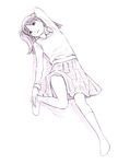  monochrome original sketch socks solo traditional_media twintails vest yoshitomi_akihito 