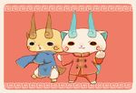  bad_id bad_pixiv_id brothers chinese_clothes kanacho komajirou komasan looking_at_viewer meandros no_humans open_mouth siblings simple_background sleeves_past_wrists standing youkai youkai_watch 