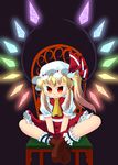  absurdres ann_momitsu blonde_hair bloomers boots chair commentary_request fang flandre_scarlet highres solo touhou underwear 