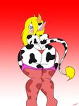  anthro big_butt blonde_hair blue_eyes blush bovine butt cattle clothing ear_piercing fan_character female fur hair legwear long_hair looking_at_viewer looking_back mammal mysteryfanboy718 panties piercing raised_tail rear_view solo standing stockings underwear 