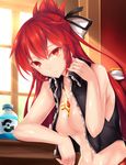  blazing_heart_(elsword) breasts elesis_(elsword) elsword fi-san highres long_hair medium_breasts open_clothes red_eyes red_hair solo 