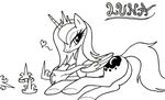 &lt;3 equine female feral friendship_is_magic horn horse looking_back mammal monochrome my_little_pony plain_background pony princess_luna_(mlp) ricedawg solo text winged_unicorn wings 