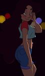  1girl aeolus06 blush brown_hair looking_back shorts steven_universe stevonnie stevonnie_(steven_universe) 