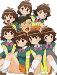  6+girls black_hair blush bow brown_eyes brown_footwear brown_hair father_and_daughter glasses haruyama_kazunori jamanana loafers loose_socks multiple_girls multiple_persona nanacchi nanakko nanapon nanappe nanarin nanasama ogawa_shinji_(seiyuu) orange_skirt panties pantyshot pantyshot_(sitting) school_uniform seiyuu_connection shichinin_no_nana shoes sitting skirt socks suzuki_gorou suzuki_nana underwear white_legwear white_panties 