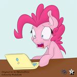  2015 absurd_res blue_eyes computer dfectivedvice earth_pony equine female friendship_is_magic fur hair hi_res horse laptop mammal my_little_pony open_mouth pink_fur pink_hair pinkie_pie_(mlp) pony solo wodahseht 