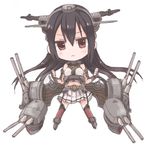  black_hair chibi kantai_collection kirisawa_saki long_hair looking_at_viewer nagato_(kantai_collection) simple_background skirt solo thighhighs white_background 