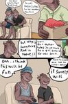  2015 anthro balls brothers clothed clothing comic console dragon half-dressed hat horn lizardlars male scalie shirt sibling smile text 