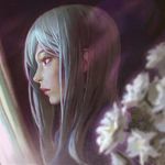 bad_id bad_tumblr_id blue_hair blurry depth_of_field flower ilya_kuvshinov lips long_hair original profile solo 