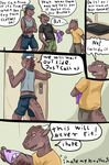  2015 anthro balls brothers clothed clothing comic console dragon english_text half-dressed hat horn lizardlars male muscles panties scalie shirt sibling smile socks text underwear 