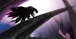  ambiguous_gender black_scales capcom claws concept_art dragon duo eyeless feral gore_magala human mammal monster_hunter official_art plain_background scales scalie video_games wings 