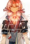  akashi_(kantai_collection) alternate_costume blush breasts cleavage commentary_request custom_(cus-tom) grey_eyes hair_ribbon intravenous_drip jacket kantai_collection long_hair looking_at_viewer pink_hair ribbon small_breasts solo track_jacket translation_request tress_ribbon 