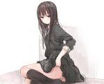  blush brown_hair kirisawa_saki long_hair looking_at_viewer original skirt solo 