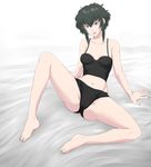  1girl black_hair black_lagoon bra breasts highres jadf looking_at_viewer panties sawyer_the_cleaner scar sitting smile solo spread_legs underwear 