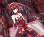  breasts clock_eyes date_a_live gothic_lolita hairband heterochromia kurenai_no_shizuku lolita_fashion lolita_hairband long_hair looking_at_viewer medium_breasts red_eyes solo symbol-shaped_pupils tokisaki_kurumi twintails very_long_hair yellow_eyes 